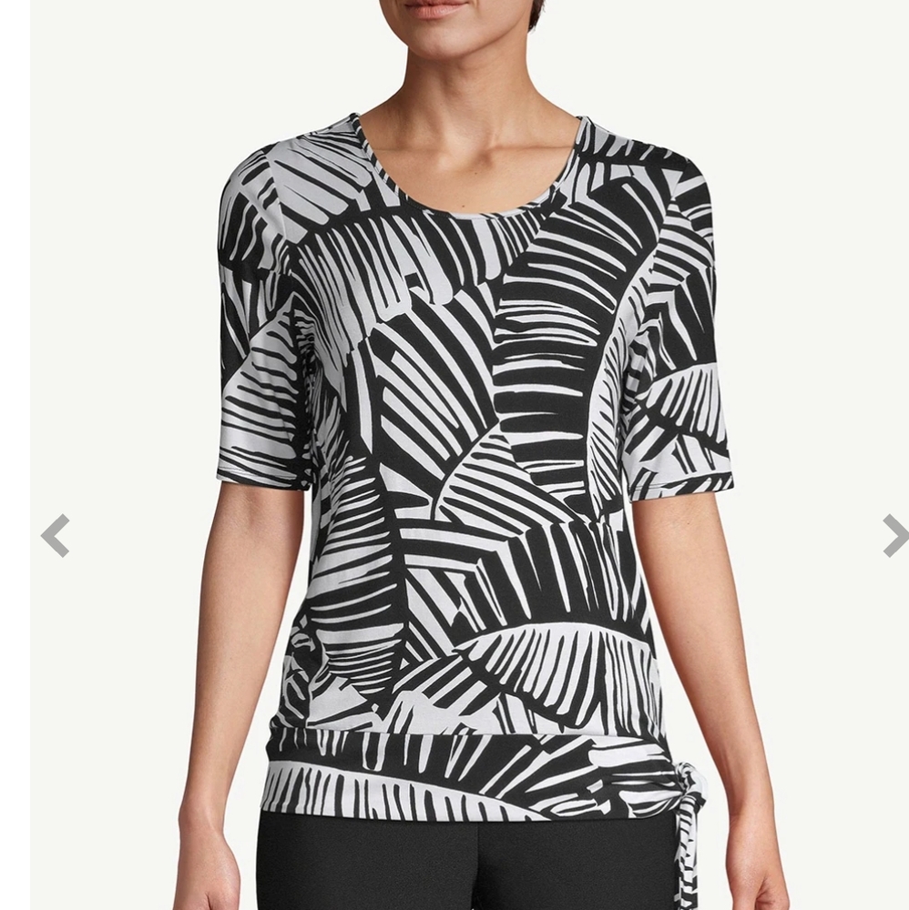 Chico’s‎ Palm Leaves Top shirt black and white Size 2 (US L) side tie